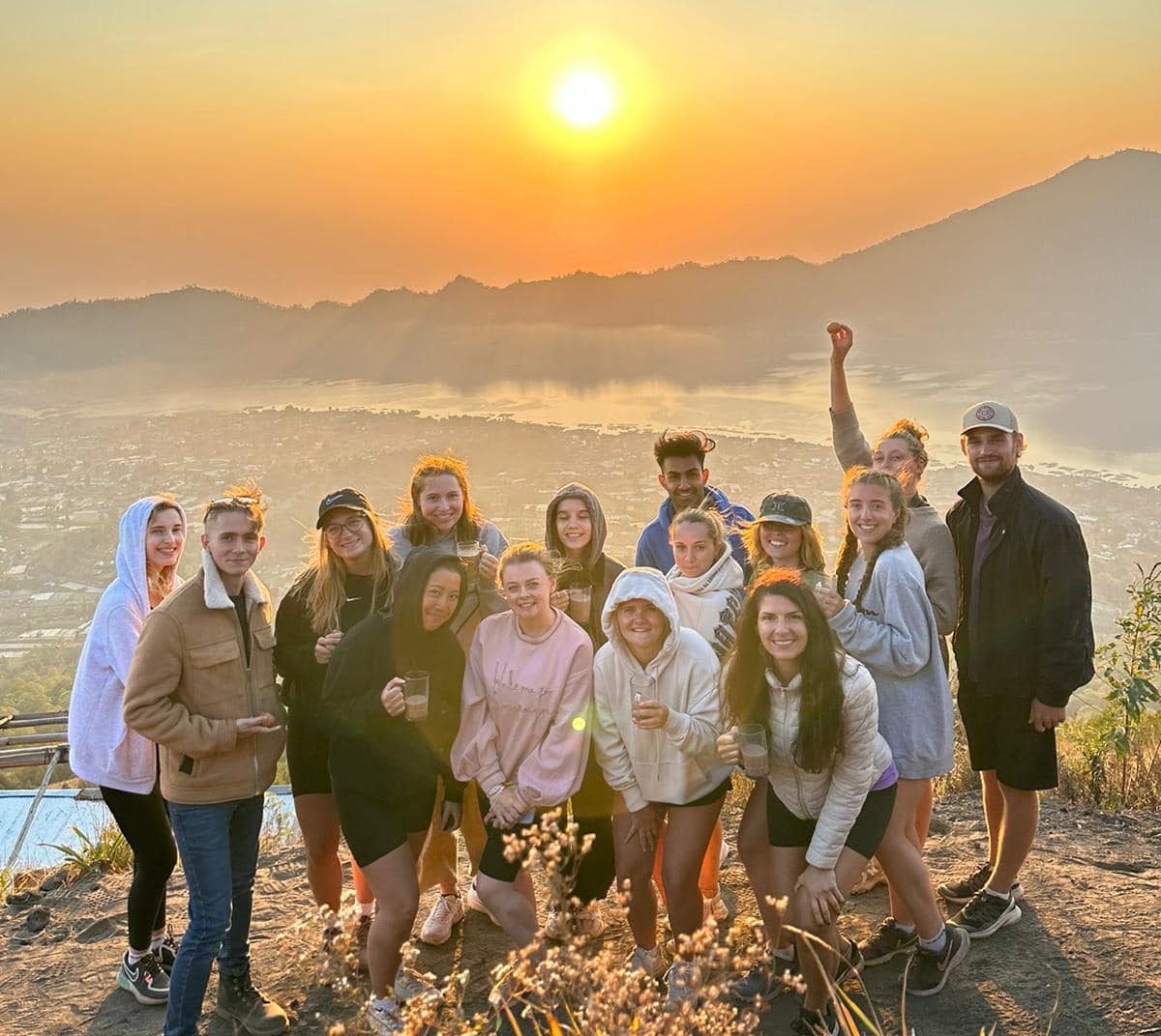 Sunrise on top Mount Batur.