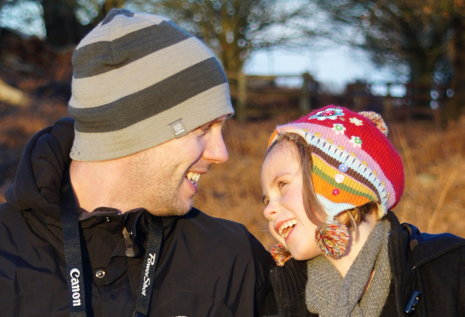 Me and Ava looking at each other in Bradgate Park