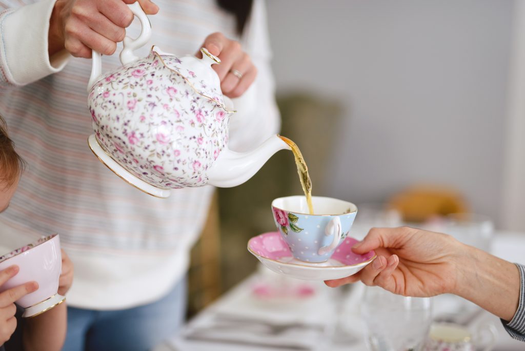 Tea being poured from a pot